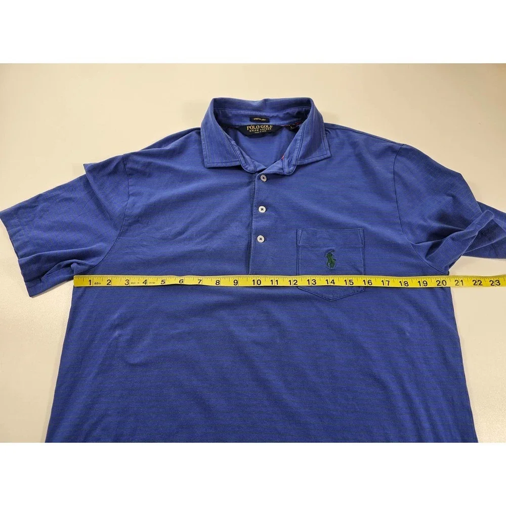 Polo Golf stretch lisle size small S blue made in Peru short sleeve